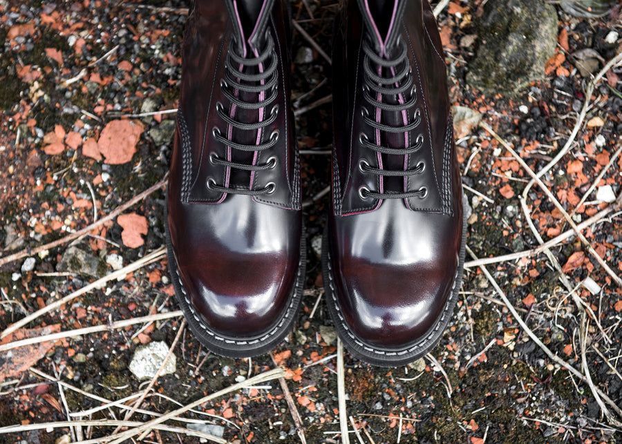 Burgundy rub off boots best sale